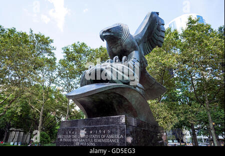 Mémorial de la côte est pour la seconde guerre mondiale à Battery Park, Manhattan, New York City Banque D'Images