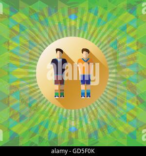 Abstract green design avec deux joueurs de football et de soccer et de triangles colorés. Vector image numérique Illustration de Vecteur