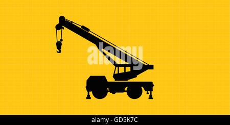 Grue mobile de construction du site vecteur silhouette isolée Illustration de Vecteur