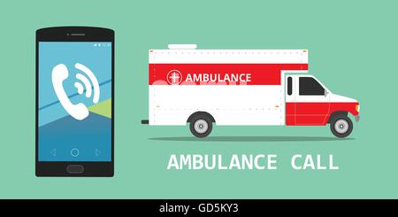 Appel d'urgence ambulance véhicule concept vector illustration Illustration de Vecteur