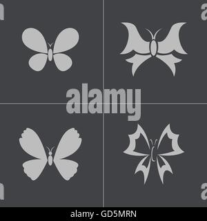 Buttefly noir Vector icons set Illustration de Vecteur