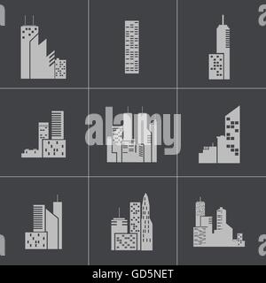 Bâtiment noir Vector icons set Illustration de Vecteur