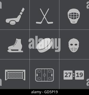 Hockey black Vector icons set Illustration de Vecteur