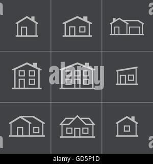 Maisons noir Vector icons set Illustration de Vecteur