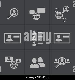 Vector black people search icons set Illustration de Vecteur