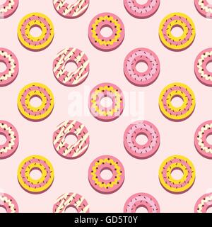 Modèle sans autre Style Donuts Fraise Background Vector Illustration Illustration de Vecteur