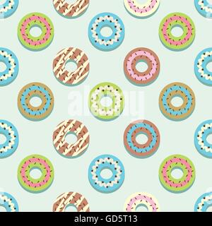 Motif transparent coloré de style différents Donuts Background Vector Illustration Illustration de Vecteur