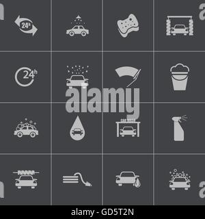 Lavage de voiture noir Vector icons set Illustration de Vecteur