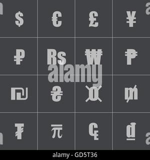 Vector black symboles monétaires fixés Illustration de Vecteur