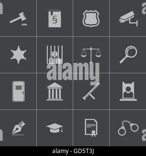 La justice noir Vector icons set Illustration de Vecteur