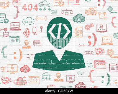 Concept de base de données : Programmeur sur wall background Banque D'Images