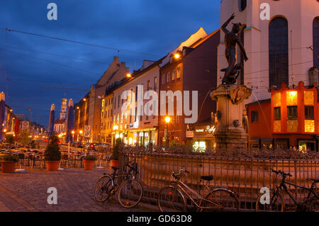 Augsbourg, place du marché, Moritzplatz, Maximilianstrasse, Maximilien, le mercure de la rue Fontaine, Route Romantique, Romantische Strasse, souabe, Bavière, Allemagne, Europe Banque D'Images