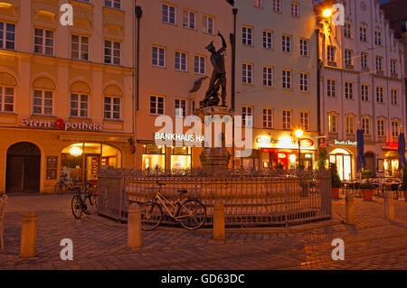 Augsbourg, place du marché, Moritzplatz, Maximilianstrasse, Maximilien, le mercure de la rue Fontaine, Route Romantique, Romantische Strasse, souabe, Bavière, Allemagne, Europe Banque D'Images