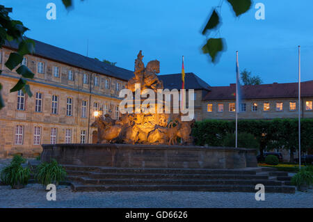 Nouveau Palais, Neuen Schloss, margrave de Bayreuth, fontaine, Haute-Franconie, Franconia, Bavaria, Germany Banque D'Images