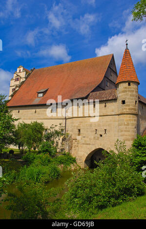 Dinkelsbuhl, Nordlingentor, Nordlingen Gate, Route Romantique, Romantische Strasse, Dinkelsbühl, Middle Franconia, Bavaria, Germany / Nördlingentor Banque D'Images