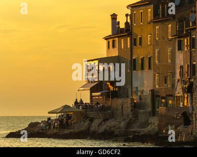 Rovinj, Croatie fin jour coucher du soleil,carte postale Banque D'Images