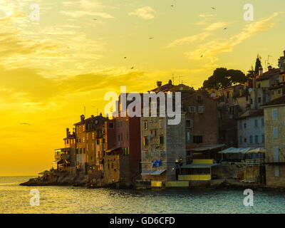 Rovinj, Croatie fin jour coucher du soleil,carte postale Banque D'Images