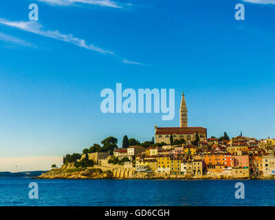 Rovinj, Croatie fin jour coucher du soleil,carte postale Banque D'Images