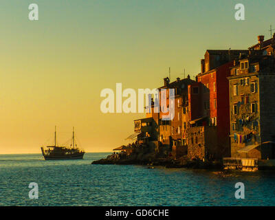 Rovinj, Croatie fin jour coucher du soleil,carte postale Banque D'Images