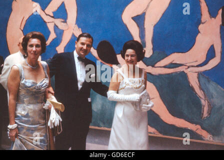 Lady Bird Johnson, David Rockefeller, et Peggy Rockefeller, Banque D'Images