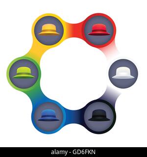 Vector Illustration de six couleurs chapeaux, un système moderne de pensée pour les entreprises Illustration de Vecteur