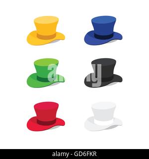 Illustration Vecteur de 6 couleurs Top Hat, Style plat Illustration de Vecteur