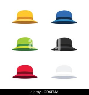 Illustration Vecteur de 6 couleurs Chapeau cloche, Style plat Illustration de Vecteur