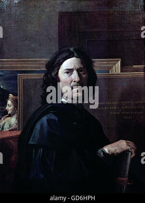 NICOLAS POUSSIN (1594-1665) Self Portrait du peintre baroque français en 1650 Banque D'Images