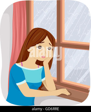 Illustration d'une adolescente souffrant de trouble affectif saisonnier Banque D'Images