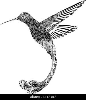 Hummingbird, style zentangle. vector illustration Illustration de Vecteur