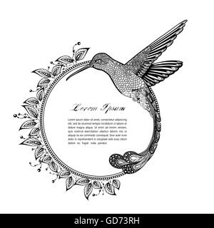 Hummingbird, style zentangle. vector illustration Illustration de Vecteur