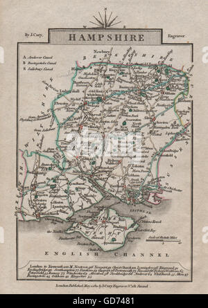 HAMPSHIRE par John CARY. Antique miniature county map. La couleur originale, 1812 Banque D'Images