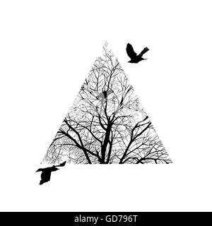 Dans un triangle bordé d'arbres Illustration de Vecteur