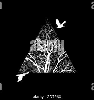 Dans un triangle bordé d'arbres Illustration de Vecteur