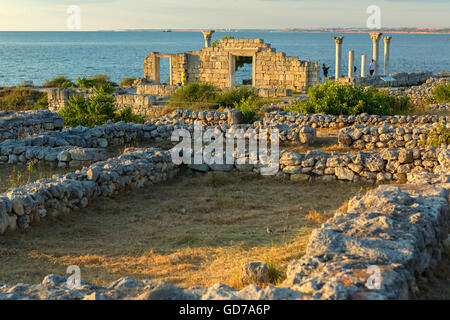 Basilique de la Grèce antique et en colonnes de Chersonesus Taurica. Sébastopol, en Crimée. La Russie Banque D'Images