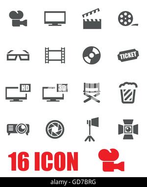 Cinéma gris vecteur icon set Illustration de Vecteur