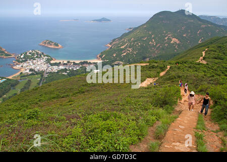 Randonnée sur le sentier de retour du Dragon donnant sur Shek O sur l'île de Hong Kong Banque D'Images