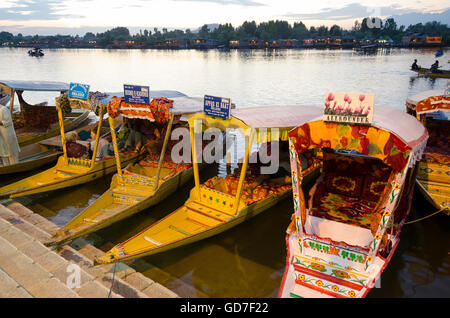 Shikara, bateau à rames sur le lac Dal, Srinagar, Inde, Banque D'Images