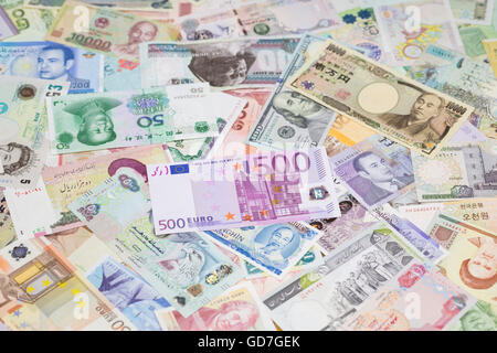 Billets en monnaie internationale Banque D'Images