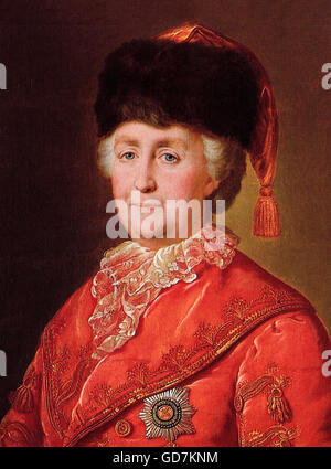 Catherine la Grande. Catherine II de Russie (1729-1796) était le plus long-La décision de la Russie de la dirigeante, régnant de 1762 jusqu'à sa mort en 1796. Portrait par Mikhail Shibanov, 1787. Banque D'Images