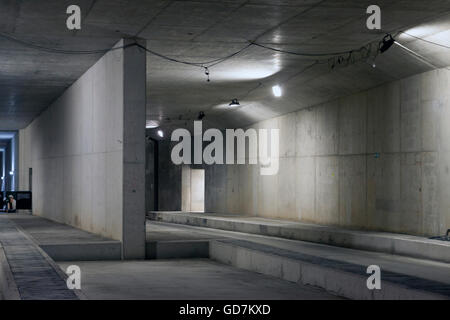 Tunnel du métro en construction. Cette partie de la ligne de métro passe sous le canal ij pour le centre d'Amsterdam. Banque D'Images