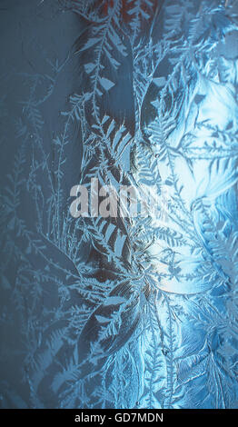 Modèle de givre sur verre Banque D'Images