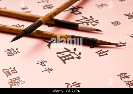 Pinceaux pour calligraphie chinoise oriental Banque D'Images