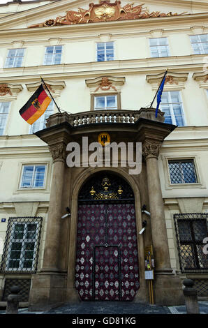 Les chambres joliment décorées de l'ambassade allemande, près de la colline de Petrin, dans le centre de Prague (Praha) en République tchèque. Banque D'Images