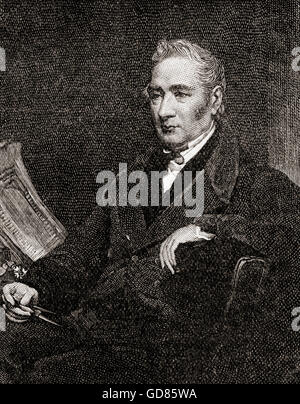 George Stephenson, 1781 - 1848. Anglais ingénieur civil et ingénieur en mécanique, constructeur de la première ligne de chemin de fer entre les villes dans le monde à utiliser des locomotives à vapeur. Banque D'Images