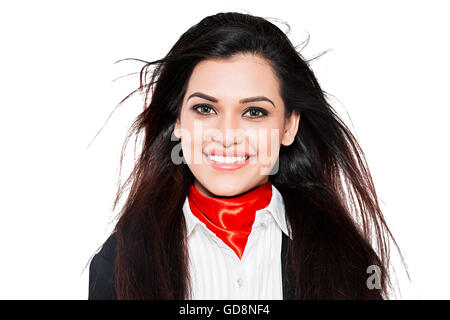 1 Femme adulte indien Air Hostess smiling permanent Banque D'Images