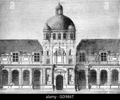 Le palais des Tuileries était un palais impérial et royal à Paris qui se tenait sur la rive droite de la Seine. C'était l'habituel de résidence parisienne, la plupart des monarques français d'Henry IV à Napoléon III, jusqu'à ce qu'il a été brûlé par la Commune de Paris en 1871. Banque D'Images