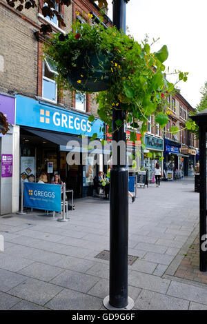 Greggs bakery magasins de détail sur la rue principale dans la ville rurale de Brentwood en Angleterre Banque D'Images