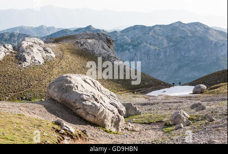 Randonnées à El Naranjo de Bulnes, le, à rester au,Refugio, Vega de Urriello, dans la région de Picos de Europa National Park,europe,Barcelone,Espagne. Banque D'Images