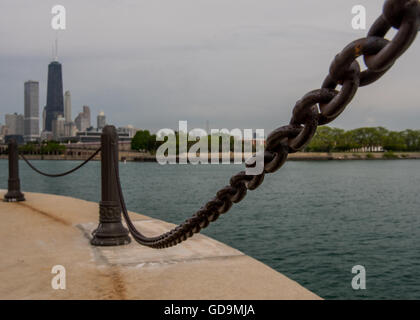 Garde-corps de la chaîne sur le Navy Pier close up Banque D'Images